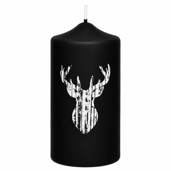 Weihnachtskerzen Geweih in Samt-Optik Schwarz 150 x 70 mm, 4er Set