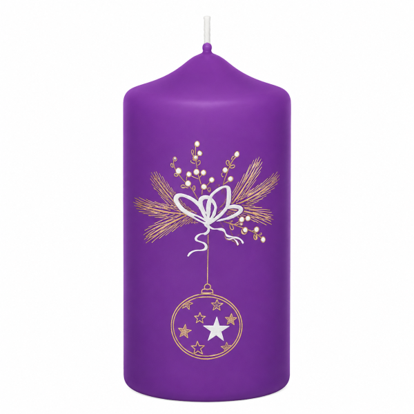 Weihnachtskerzen Weihnachtszauber in Samt-Optik Purple Lila 120 x 60 mm, 4er Set