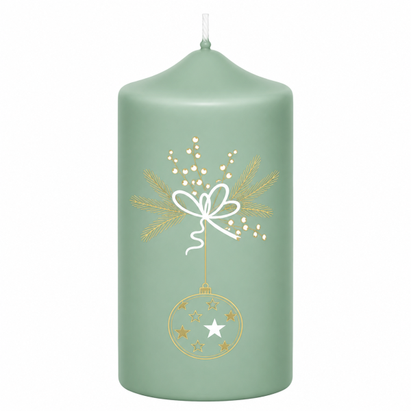 Weihnachtskerzen Weihnachtszauber in Samt-Optik Salbei 120 x 60 mm, 4er Set