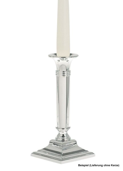 Kerzenleuchter glatt poliert, quandratischer Fuß, H 19 cm