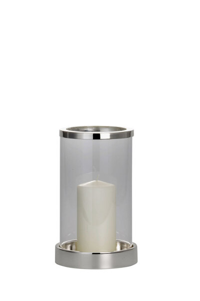 Windlicht "Modern"versilbert glatt poliert, H 20 cm, Ø 13 cm