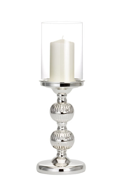Windlicht "Oriental" auf Kugelfuß versilbert glatt poliert, H 36 cm