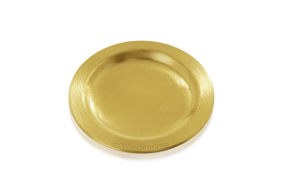 Kerzenteller rund Gold Messing gebürstet Ø-Außen 110 mm, Ø-Innen 80 mm