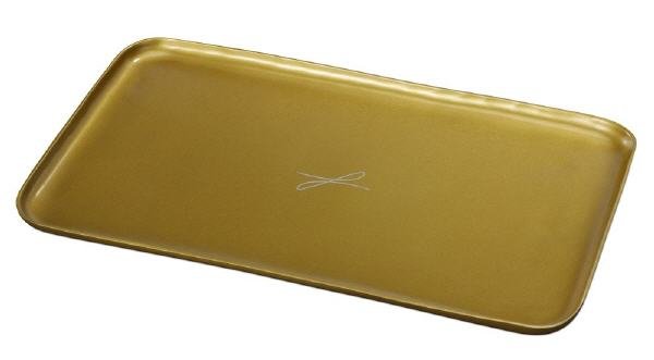 Kerzenteller rechteckig Gold Alu "satiniert" 140 x 240 mm