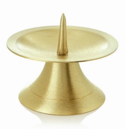 Kerzenleuchter Gold Messing satiniert mit Dorn für Kerzen Ø 80 mm