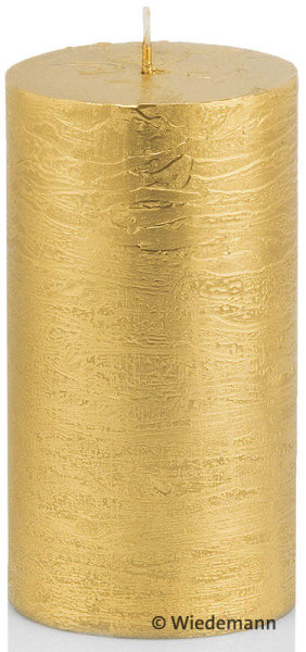 Rustik Metallic Stumpenkerze Gold 100 x Ø 68 mm, 1 Stück