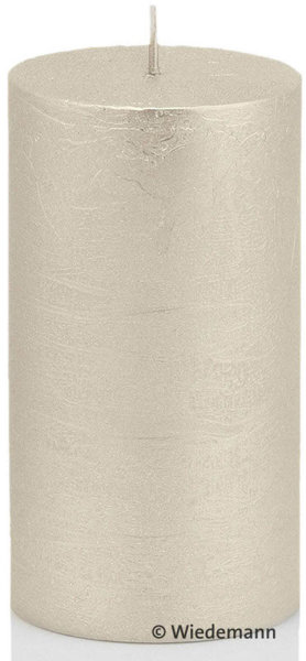 Rustik Metallic Stumpenkerze Silber 120 x Ø 58 mm, 1 Stück