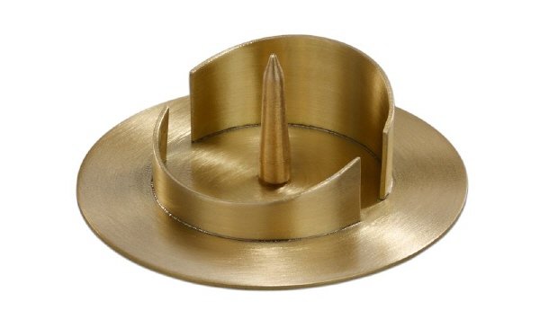 Kerzenleuchter Gold mit Dorn Metall satiniert für Kerzen Ø 50 mm