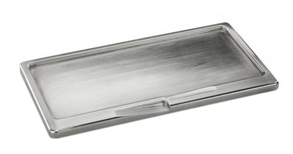 Kerzenteller rechteckig Silber Messing "satiniert" 90 x 170 mm
