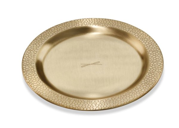 Kerzenteller rund Gold Messing "Leder-Optik" Ø-Außen 140 mm, Ø-Innen 90 mm