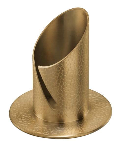 Kerzenleuchter mit Schlitz und Lederstruktur Gold Metall für Kerzen Ø 40 mm