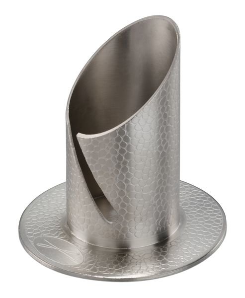 Kerzenleuchter mit Schlitz und Lederstruktur Silber Metall für Kerzen Ø 40 mm