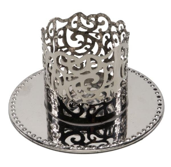 Kerzenleuchter "Filigrane Borte" Silber Metall für Kerzen Ø 50 mm