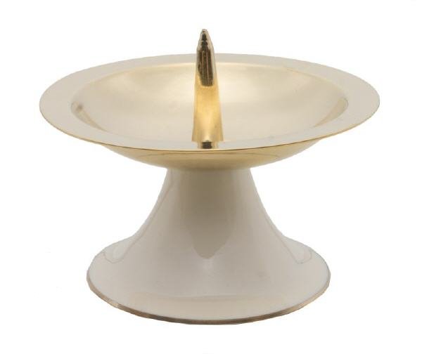 Kerzenleuchter Weiß/Gold Retro-Style aus Messing mit Dorn für hohe Kerzen Ø bis 60 mm