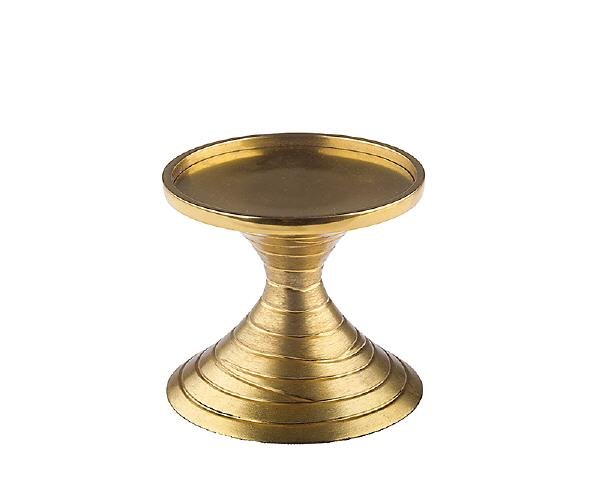 Moderner Stumpenkerzenhalter Gold-Metall Höhe 90 mm für Kerzen Ø 90 mm