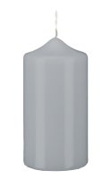 Stumpenkerzen Silbergrau 80 x Ø 40 mm, 12 Stück