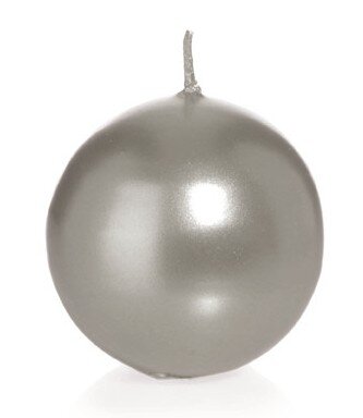 Kerzen Kugel Silber 50 mm, 12 Stück