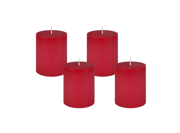 4er Set Scandic Stumpenkerzen durchgefärbt Bordeaux Ø 80 x 150 mm