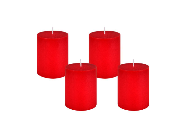 4er Set Scandic Stumpenkerzen durchgefärbt Antik-Rot Ø 80 x 150 mm