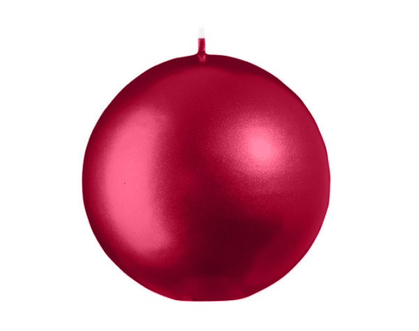 Kugelkerzen Weihnachtsrot mit Metalleffekt
