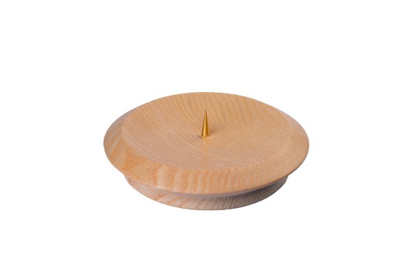 Handgefertigter Kerzenleuchter rund aus Holz mit Dorn Ø-Außen 100 mm für Kerzen Ø 60 - 70 mm