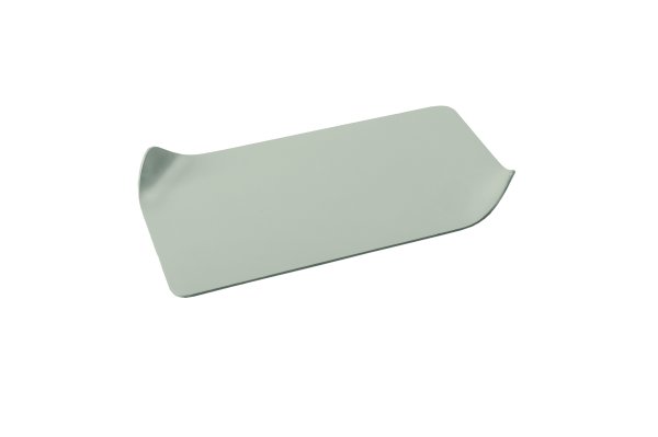 Kerzenteller rechteckig Creme-Grau Metall mit zwei hochgebogenen Ecken 100 x 180 mm