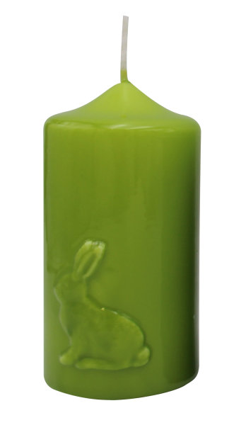 Frühlingskerze "Hase" Limonegrün gelackt 120 x Ø 60 mm