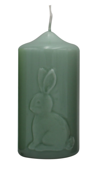 Frühlingskerze "Rabbit" Seegrün gelackt 120 x Ø 60 mm
