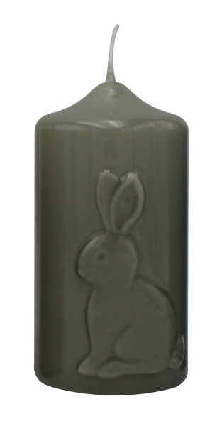 Frühlingskerze "Rabbit" Antikgrün gelackt 120 x Ø 60 mm