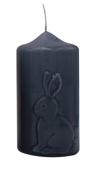 Frühlingskerze "Rabbit" Blau-Grau gelackt 120 x Ø 60 mm