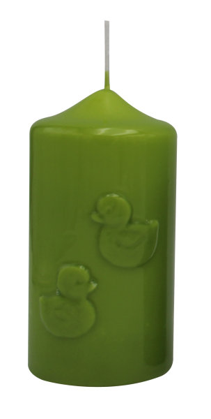 Frühlingskerze "Ducktales" Limonegrün gelackt 120 x Ø 60 mm