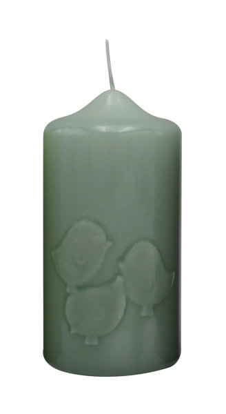 Frühlingskerze "Küken" Seegrün gelackt 120 x Ø 60 mm