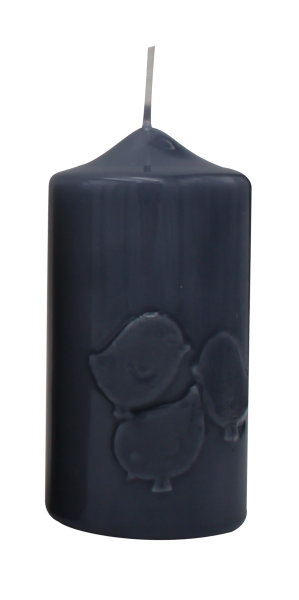 Frühlingskerze "Küken" Blau-Grau gelackt 120 x Ø 60 mm