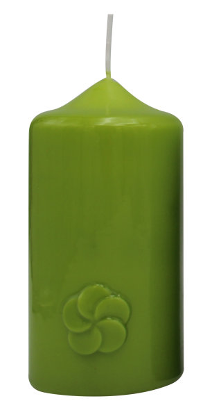 Frühlingskerze "Flower" Limonegrün gelackt 120 x Ø 60 mm