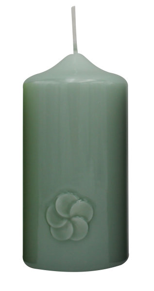 Frühlingskerze "Flower" Seegrün gelackt 120 x Ø 60 mm