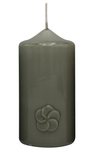 Frühlingskerze "Flower" Antikgrün gelackt 120 x Ø 60 mm