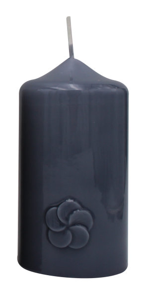 Frühlingskerze "Flower" Blau-Grau gelackt 120 x Ø 60 mm