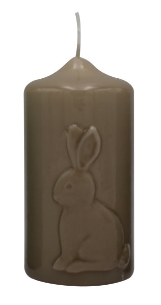 Frühlingskerze "Rabbit" Portobello Nougat gelackt 120 x Ø 60 mm