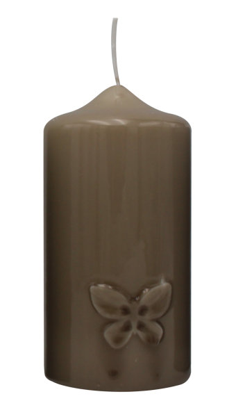 Frühlingskerze "Butterfly" Portobello Nougat gelackt 120 x Ø 60 mm