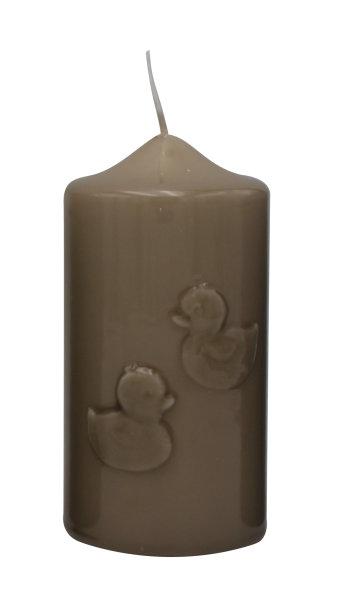 Frühlingskerze "Ducktales" Portobello Nougat gelackt 120 x Ø 60 mm
