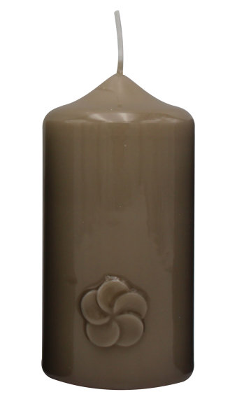Frühlingskerze "Flower" Portobello Nougat gelackt 120 x Ø 60 mm