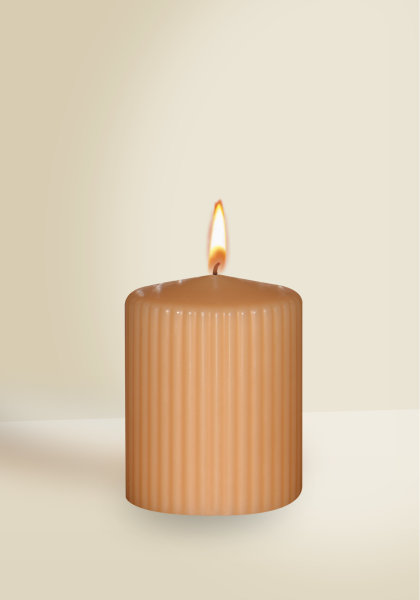 Stumpenkerzen "Retro-Design" Sand 90 x Ø 70 mm, 1 Stück