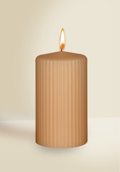 Stumpenkerzen "Retro-Design" Sand 130 x Ø 70 mm, 1 Stück