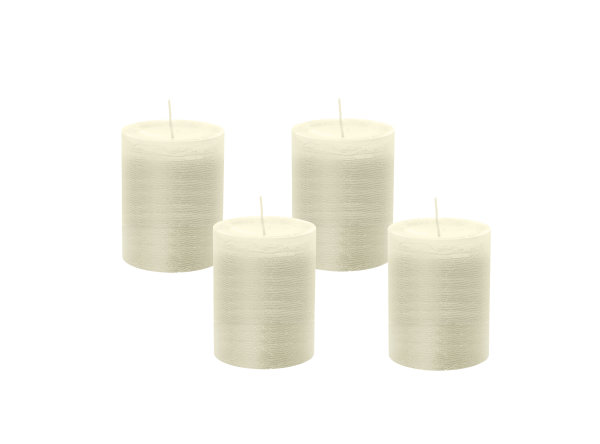 4er Set Rustik Marble Kerzen (durchgefärbt mit ASF) Elfenbein
