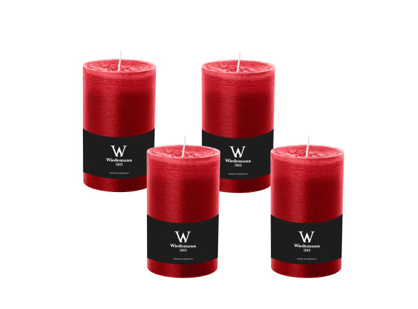 4er Set Rustik Marble Kerzen (durchgefärbt mit ASF) Rubin Rot