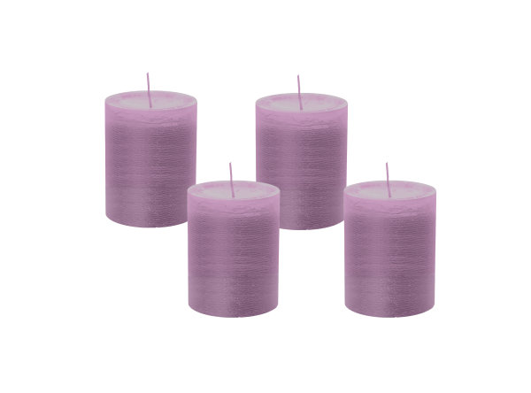 4er Set Rustik Marble Kerzen (durchgefärbt mit ASF) Mauve Lila