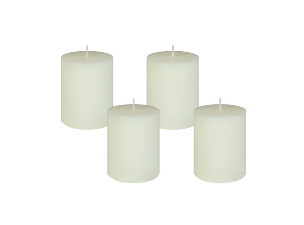 4er Set Scandic-Design Stumpenkerzen durchgefärbt Elfenbein