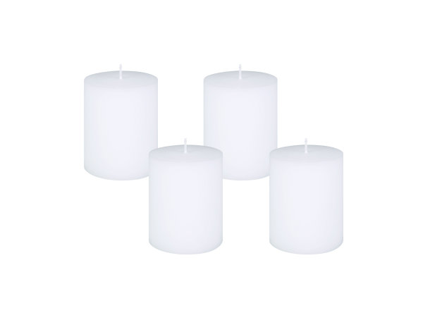 4er Set Scandic-Design Stumpenkerzen durchgefärbt Weiß