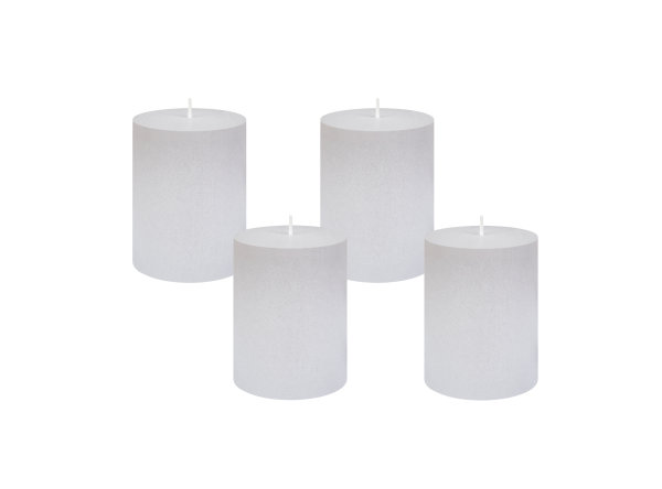 4er Set Scandic-Design Stumpenkerzen durchgefärbt Hell-Grau