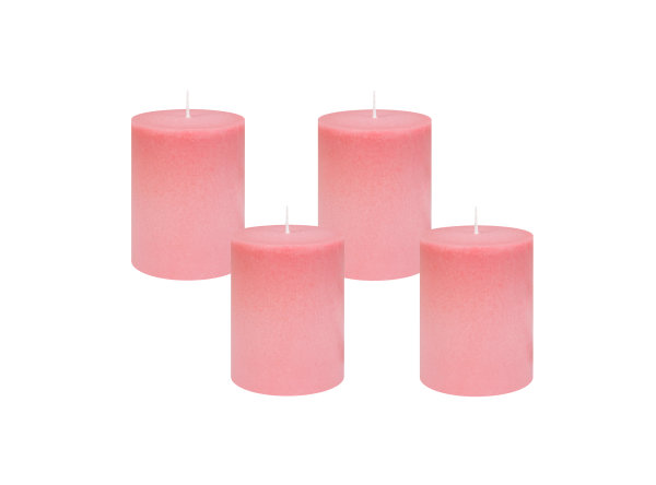 4er Set Scandic-Design Stumpenkerzen durchgefärbt Staubrosa